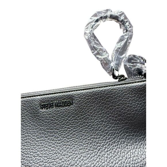 Steve Madden cross body bag wristlet black faux pebbled leather purse NEW - Picture 6 of 8